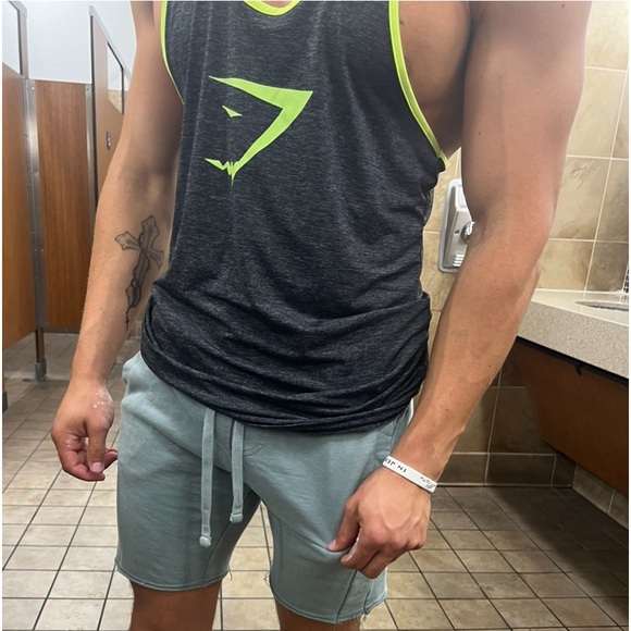 COTTON ON MEN JOGGER SHORT GREEN TERRY FLEECE EASY BODYBUILDER BODYBUILDING JOCK - Picture 5 of 16